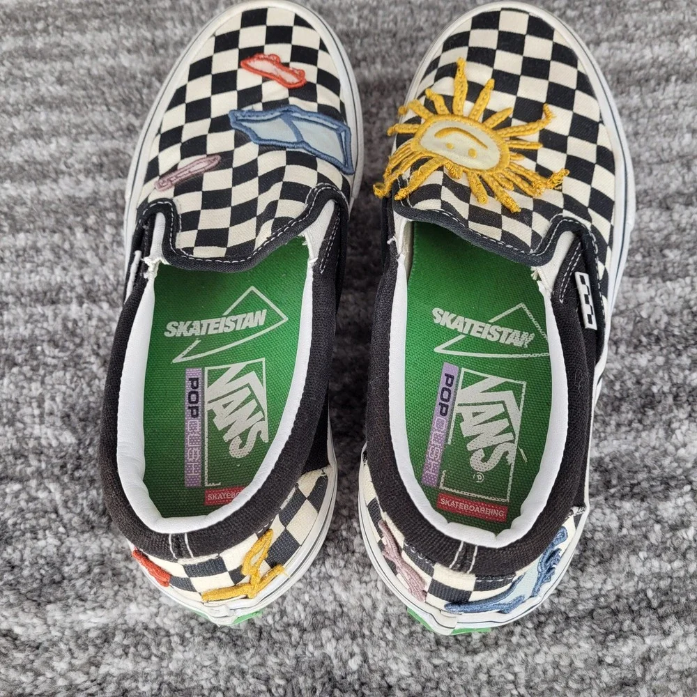 Vans Skate Era Skateistan Checkerboard Skater Slip-on‎ Shoes Men Sz 7 Women 8.5